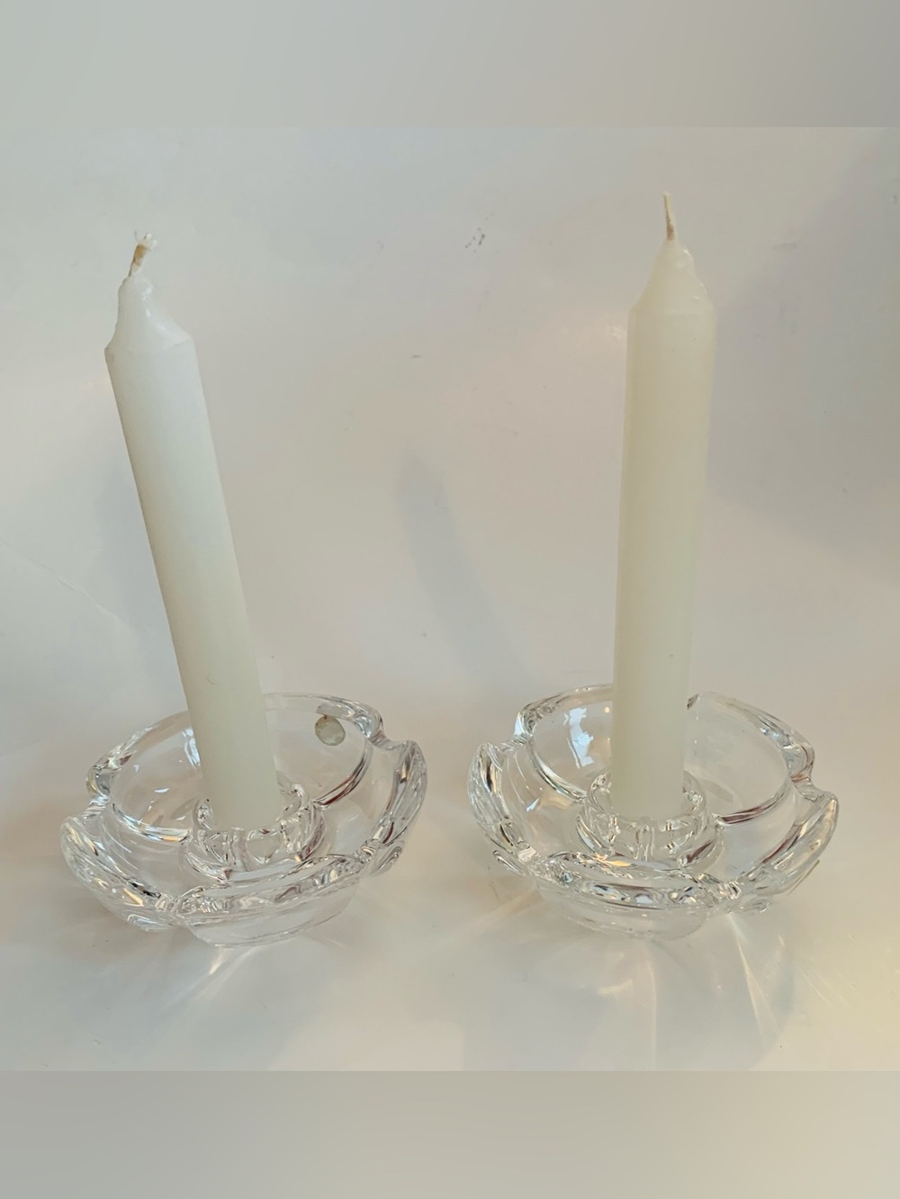Lude Candleholders Cristal d’Arques 4.5”D 24%  Full Lead Clear Crystal Set of 2